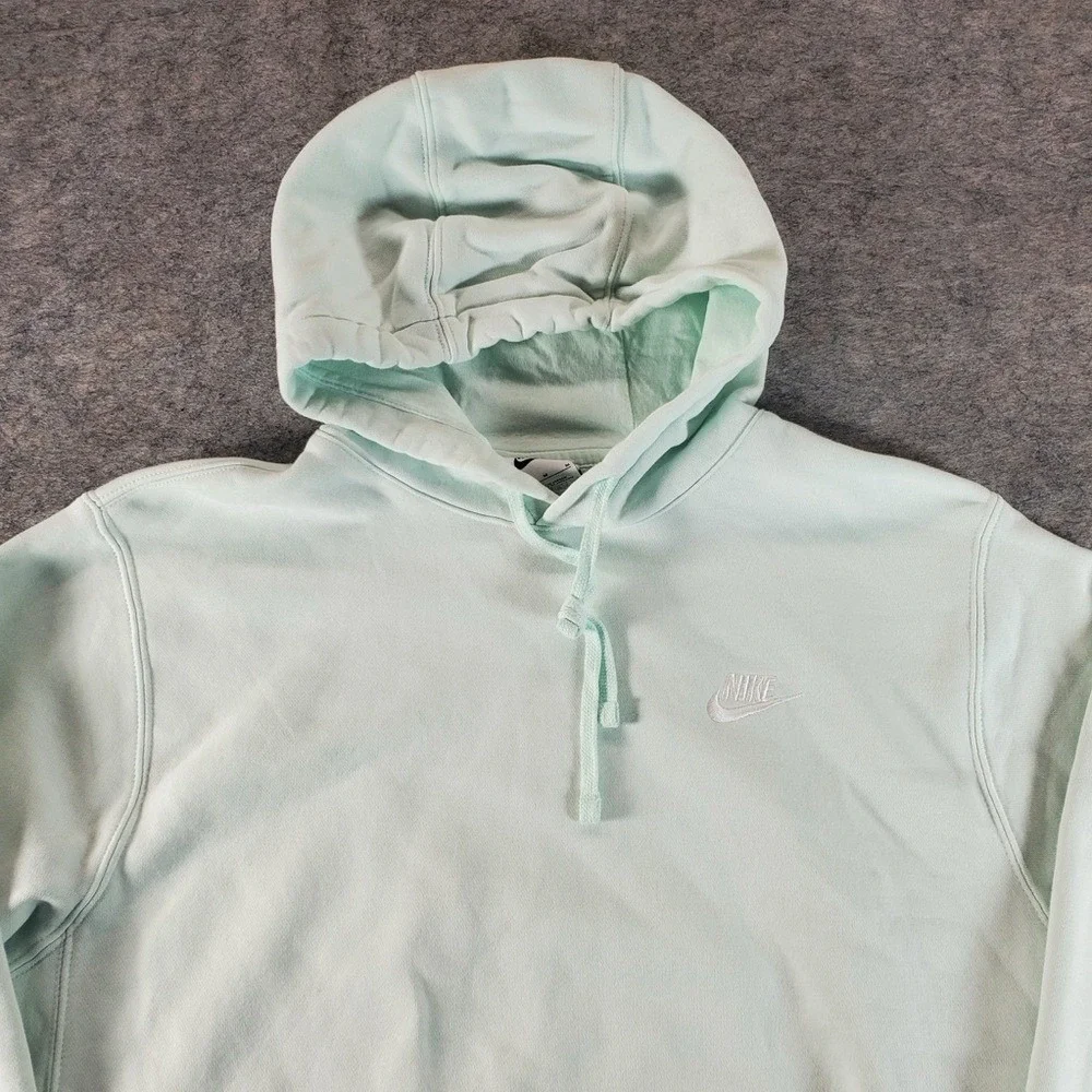 Nike Hoodie Mens Medium Mint Green Sportswear Club Fleece Pullover BV2654-394